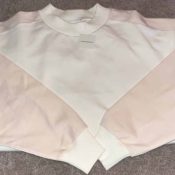 Club Monaco Colorblock Sweatshirt Cream and Pink/Rose Size Medium NWT - Picture 6 of 7